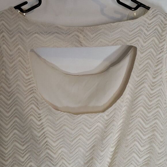 Maurices 0 White Chevron Lace & Striped Dress - Picture 6 of 11